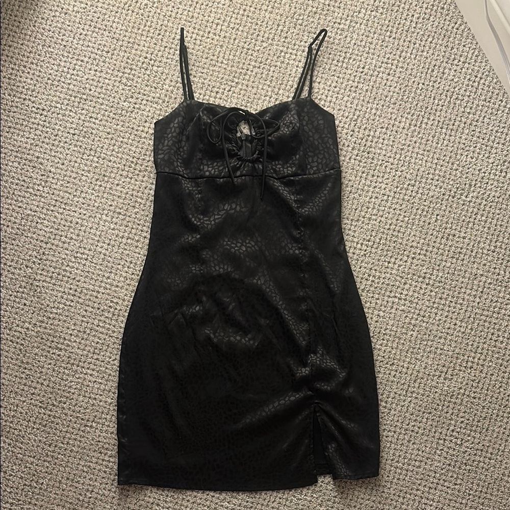 Lucy in the Sky Black Cheetah Print Spaghetti Strap Mini Dress